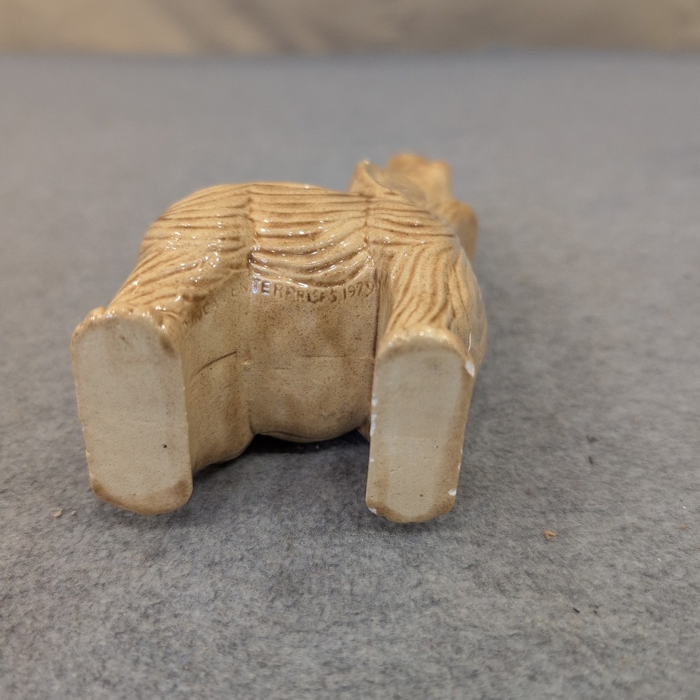 Vintage 1979 Terrence Enterprises Ceramic‎ Elephant Figurine Trunk Up Tan Glaze - Picture 4 of 5